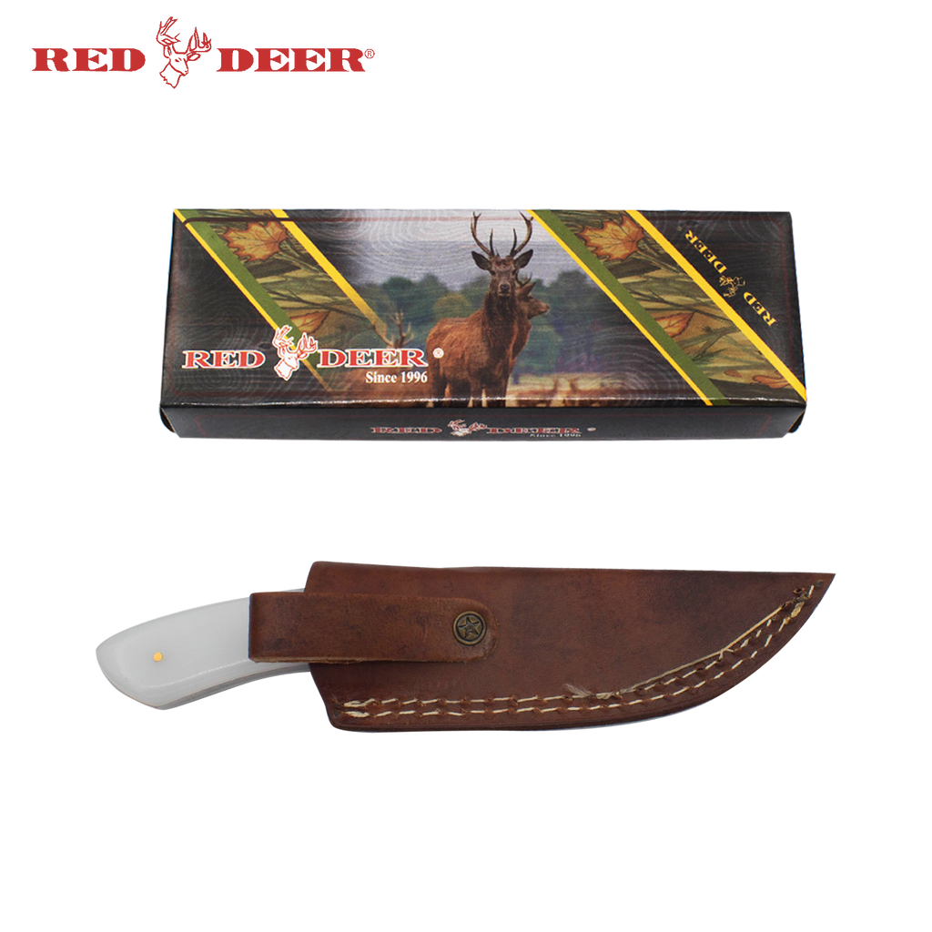 D126 7 in Red Deer Hunting Knife with White Acrylic Handle-img-1