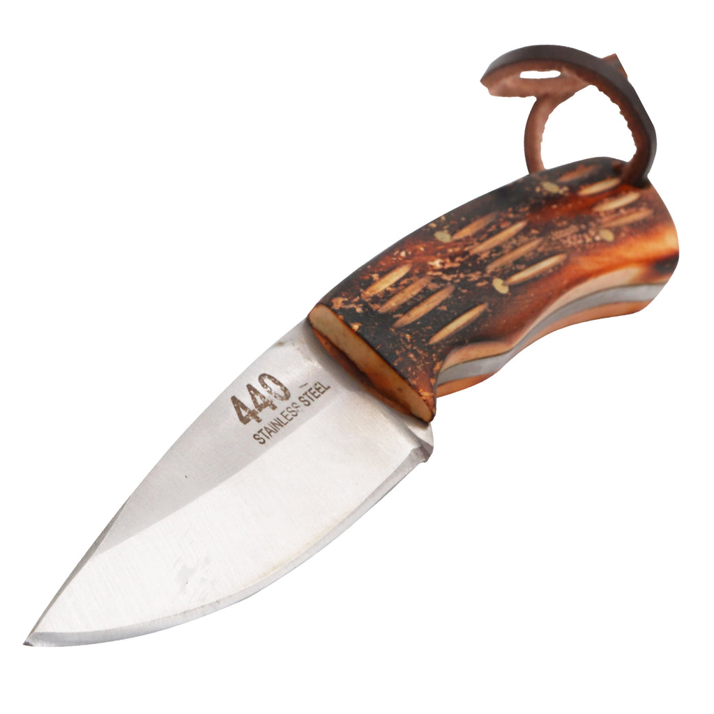 Red Deer® Drop Point Full Tang 5.5 Inch Jagged Bone Hunting Knife