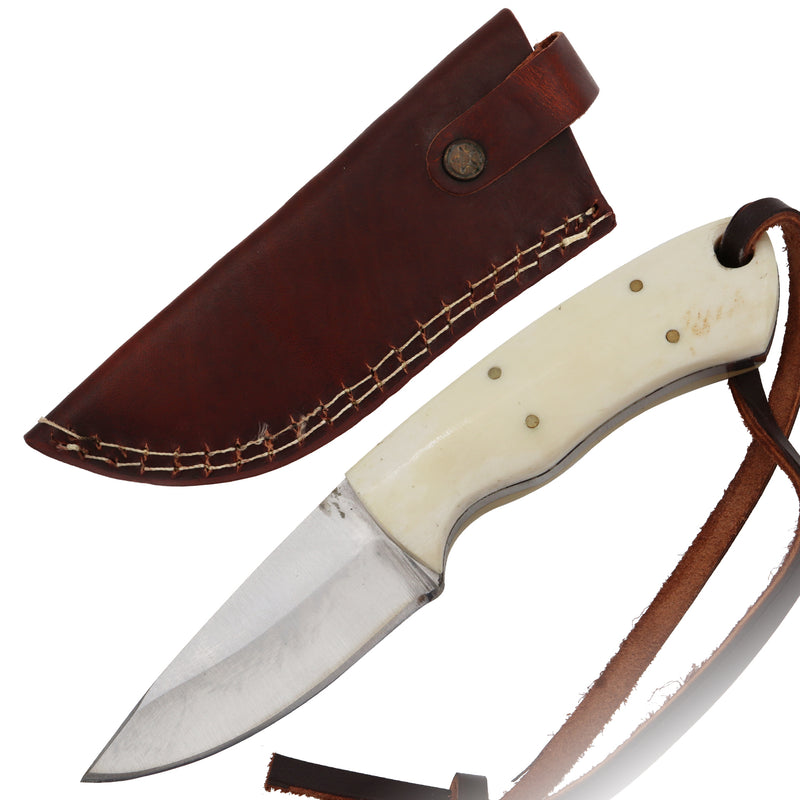 Red Deer® Drop Point Full Tang 5.5 Inch White Bone Hunting Knife