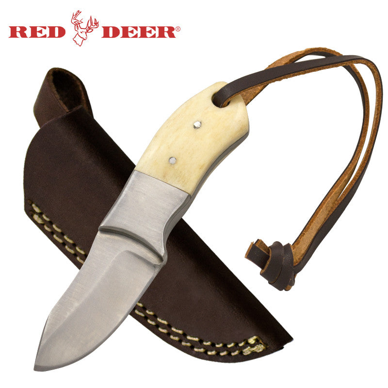 Red Deer Small 4.5 Inches Bone Handle Hunting Knife, , Panther Trading Company- Panther Wholesale