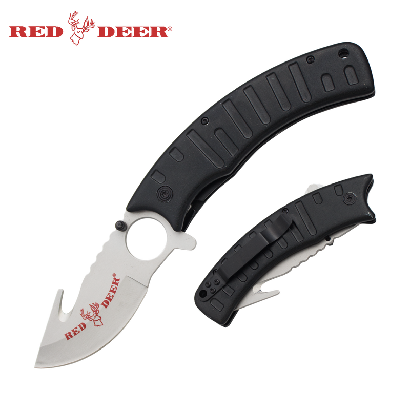 9 in Black Camo Red Deer Folding Knife (No Sheath), , Panther Trading Company- Panther Wholesale