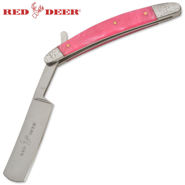 9.5 Inch Red Deer Shaving Barber Vintage Straight Razor (Light Pink), , Panther Trading Company- Panther Wholesale