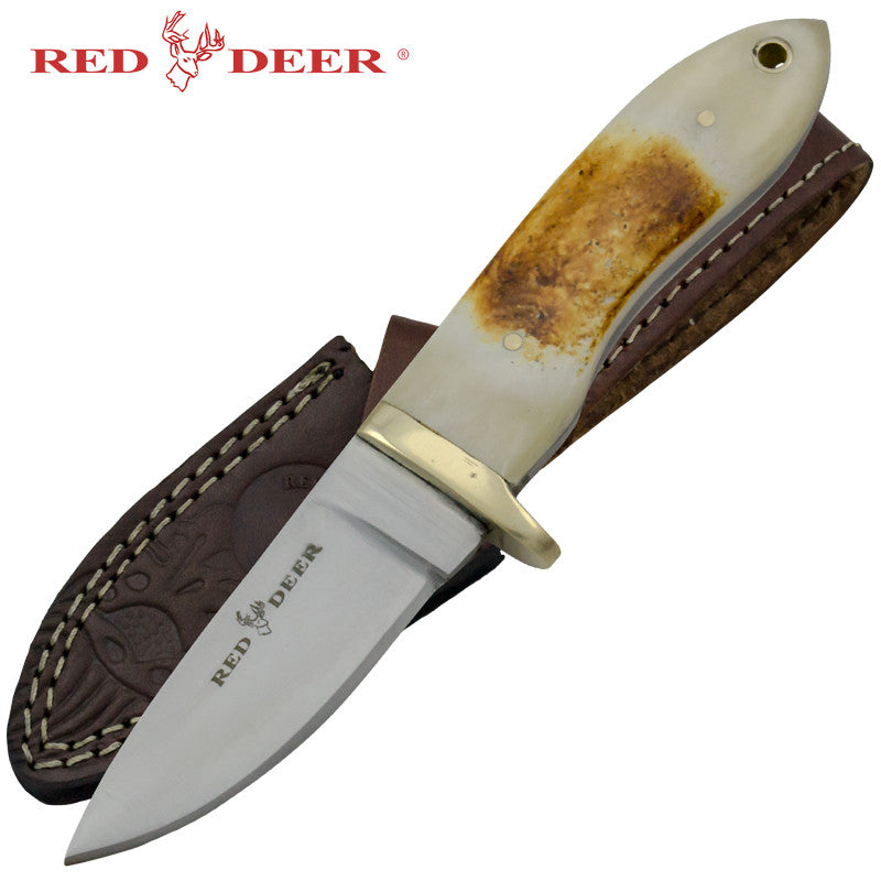 Red Deer Animal Bone Handle Hunting Knife, , Panther Trading Company- Panther Wholesale