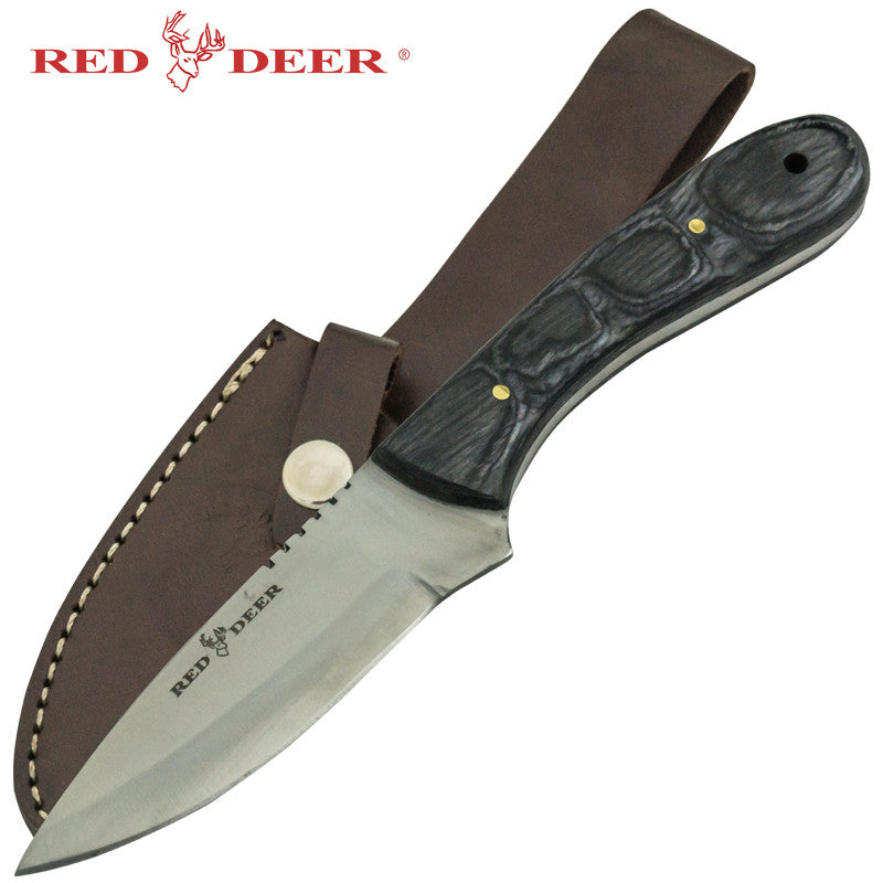 Red Deer Black Pakka Wood Handle Hunting Knife, , Panther Trading Company- Panther Wholesale