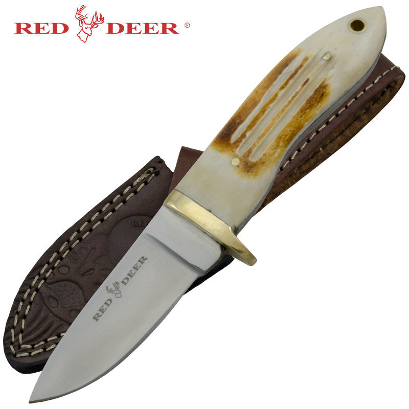 Red Deer Bone Handle Hunting Knife, , Panther Trading Company- Panther Wholesale