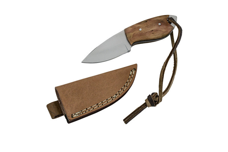 Red Deer Mini Skinner Full Tang Pakka Wood Handle 440 Stainless Steel Genuine Leather Sheath, , Panther Trading Company- Panther Wholesale