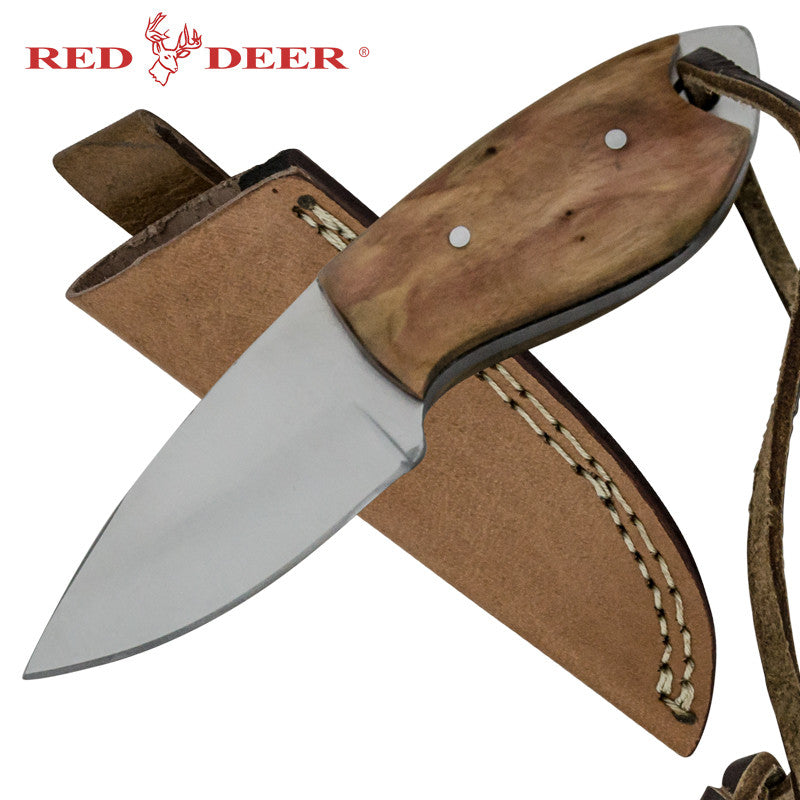 Red Deer Mini Skinner Full Tang Pakka Wood Handle 440 Stainless Steel Genuine Leather Sheath, , Panther Trading Company- Panther Wholesale