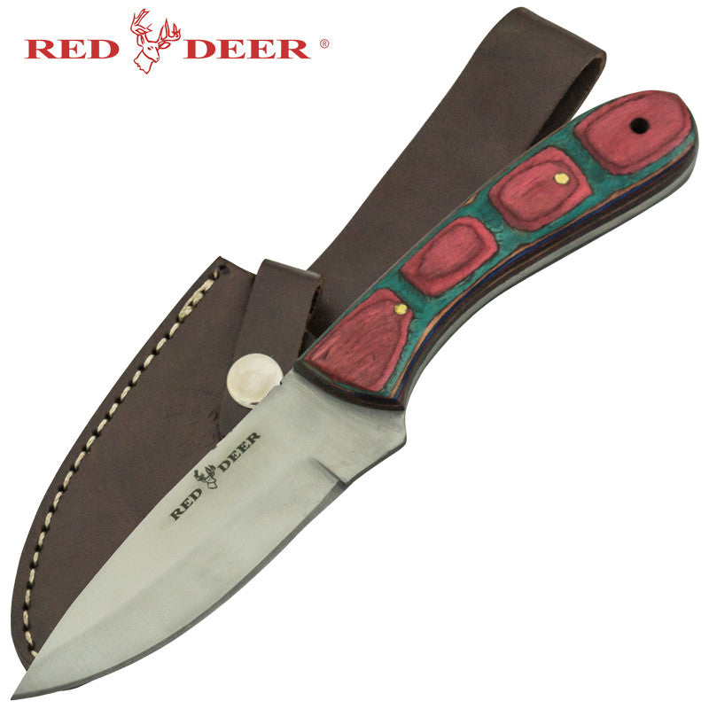 Red Deer Multicolored Pakka Wood Handle Hunting Knife, , Panther Trading Company- Panther Wholesale