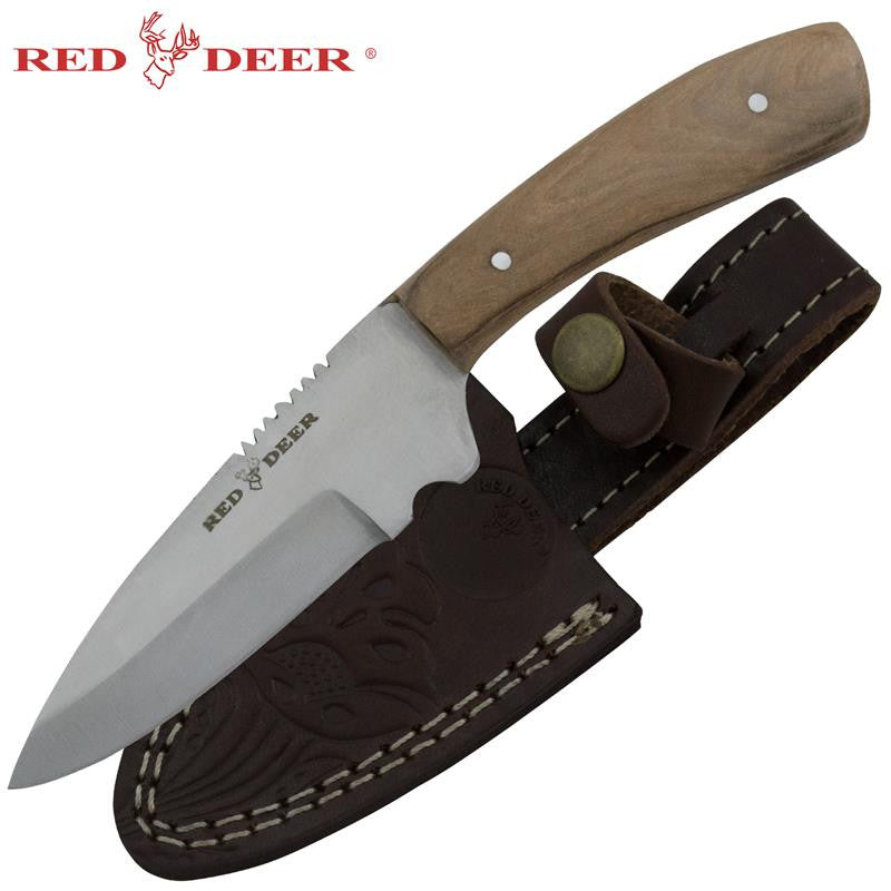 Red Deer Olive Pakka Wood Skinning Knife, , Panther Trading Company- Panther Wholesale
