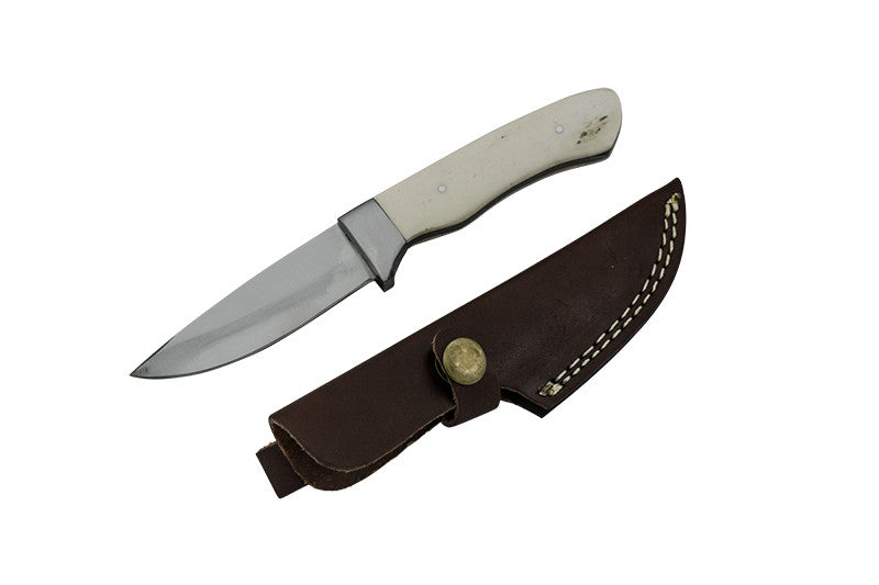 Red Deer Skinner Full Tang Animal Bone Handle 440 Stainless Steel Genuine Leather Sheath, , Panther Trading Company- Panther Wholesale