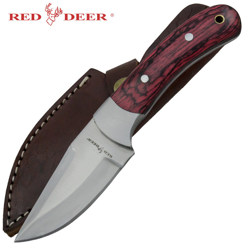 Red Deer Wooden Handle Hunting Knife, , Panther Trading Company- Panther Wholesale