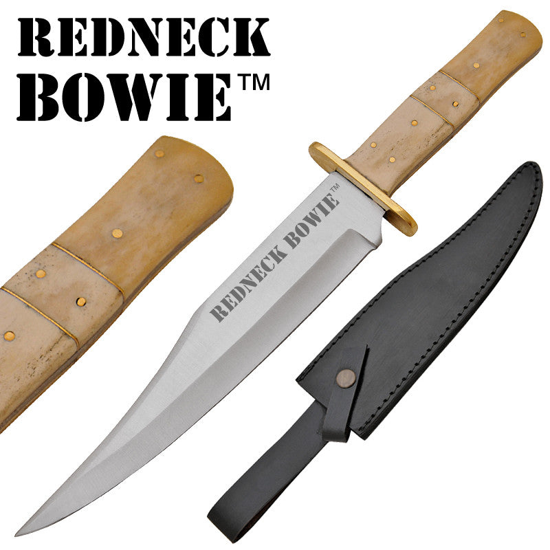 Redneck Bowie Red Deer Bowie Knife Bone Handle, , Panther Trading Company- Panther Wholesale