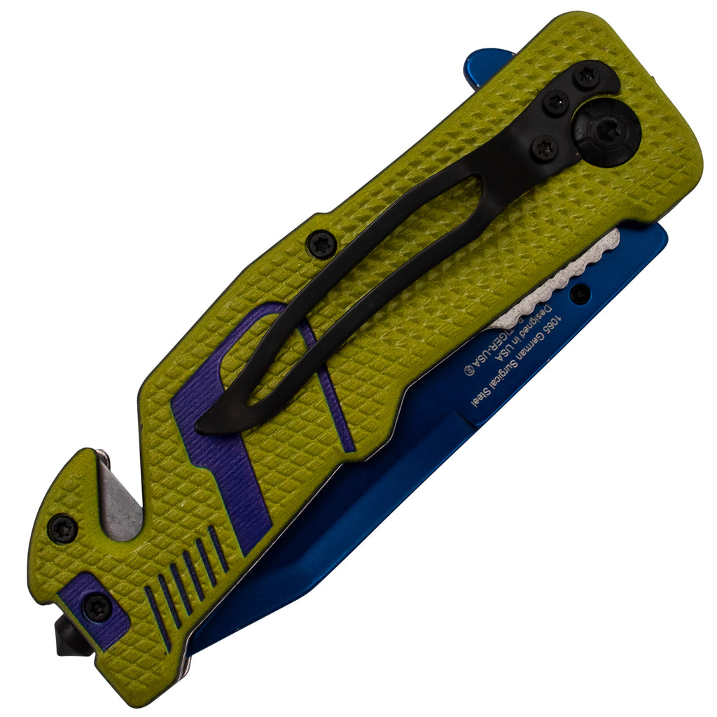 Tiger USA Sneakerhead Spring Assisted Knife Tanto Lime and Blue