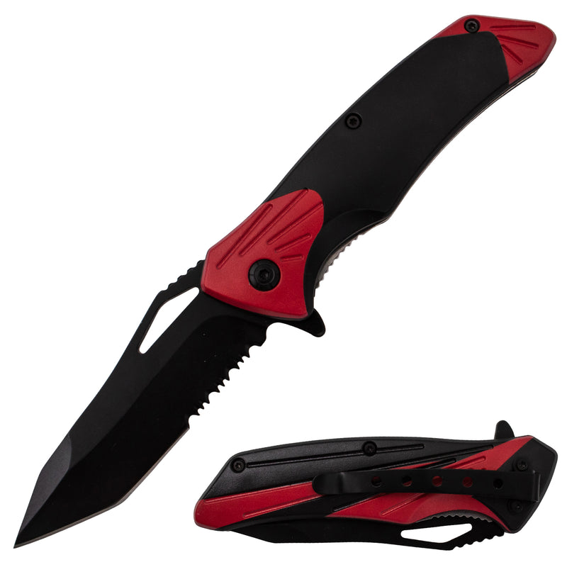 Tiger USA Spring Action Knife Red and Black Tanto