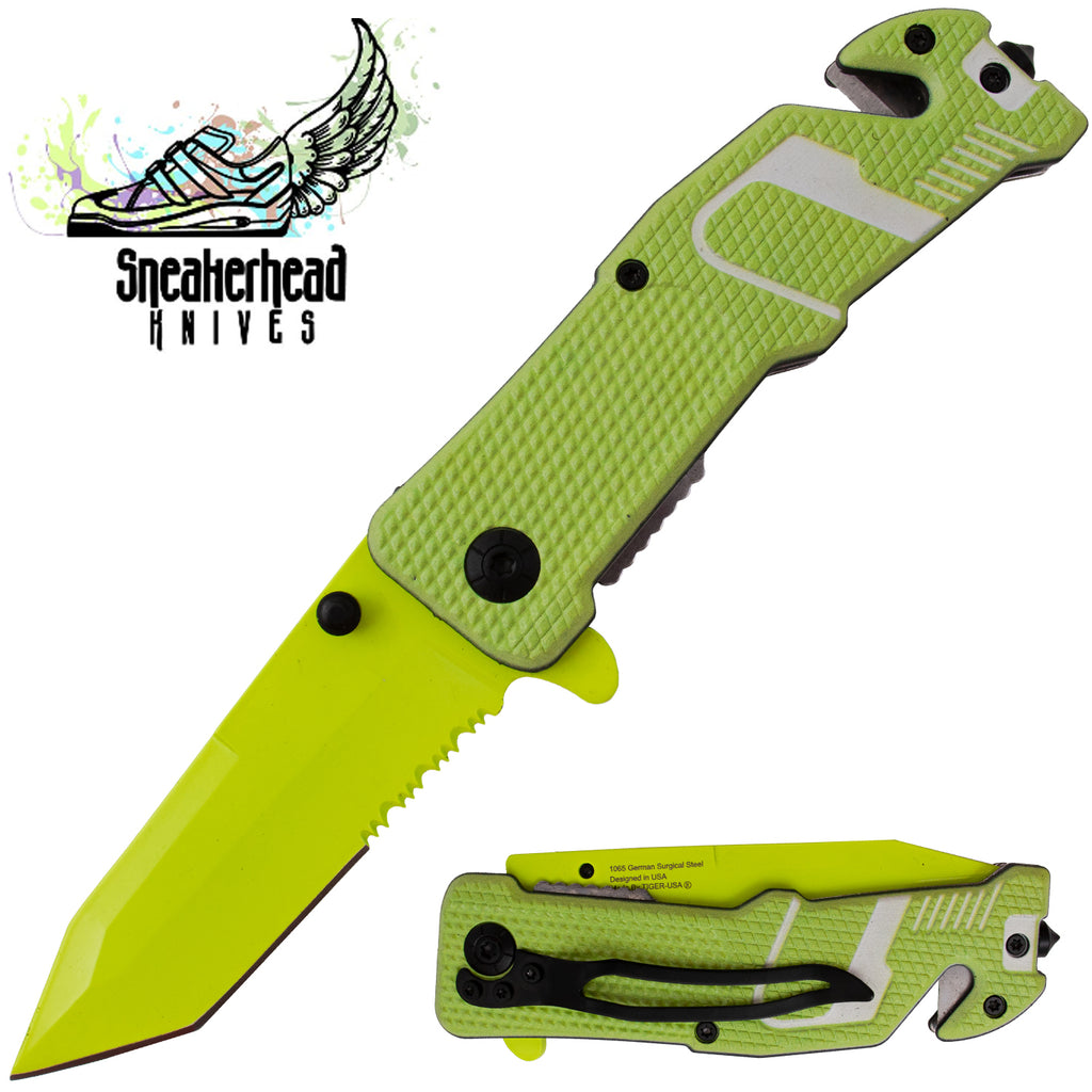 Tiger USA Sneakerhead Spring Assisted Knife Tanto Lime Green
