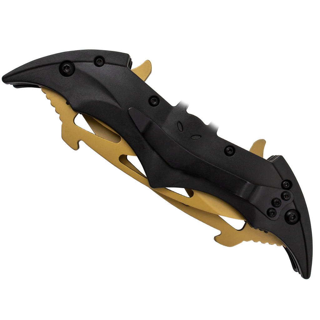Tiger USA Dual Blade Spring Action Knife Black Gold