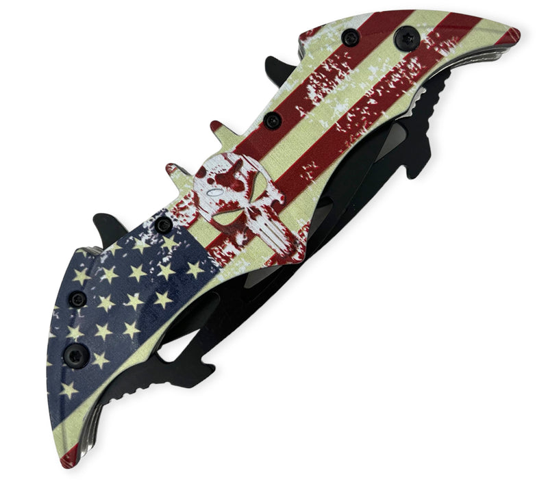 Tiger USA Dual Blade Spring Action Knife SKULL