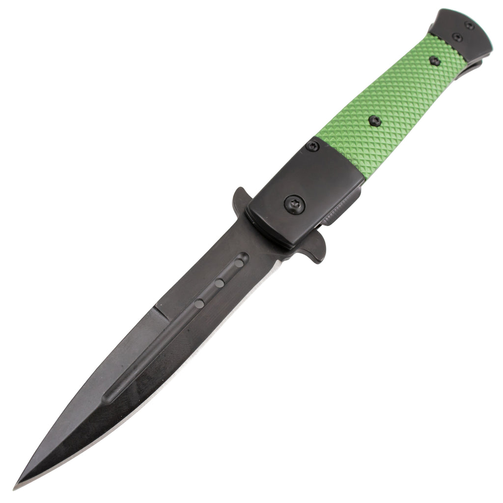Tiger USA Spring Assisted Stiletto Style Dagger Blade Green