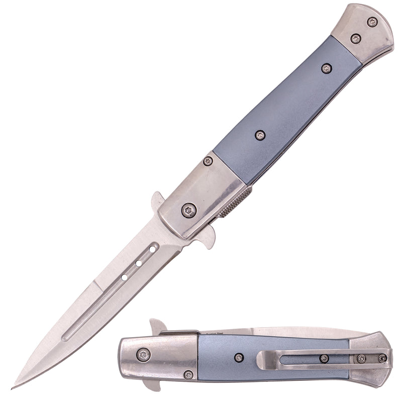 Tiger USA Spring Assisted Stiletto Style Dagger Blade Grey