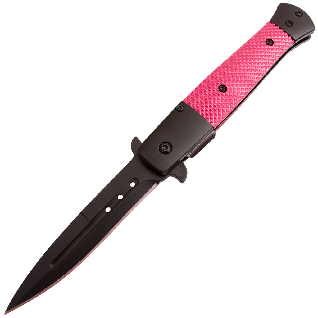 Tiger USA Spring Assisted Stiletto Style Dagger Blade Pink