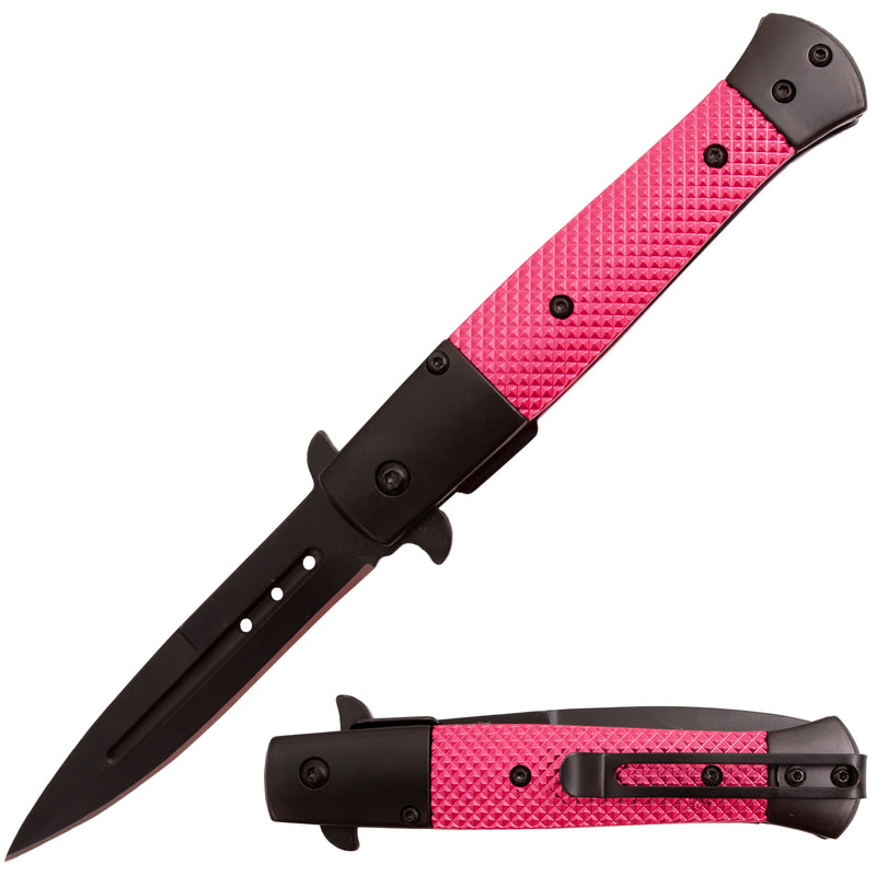 Tiger USA Spring Assisted Stiletto Style Dagger Blade Pink