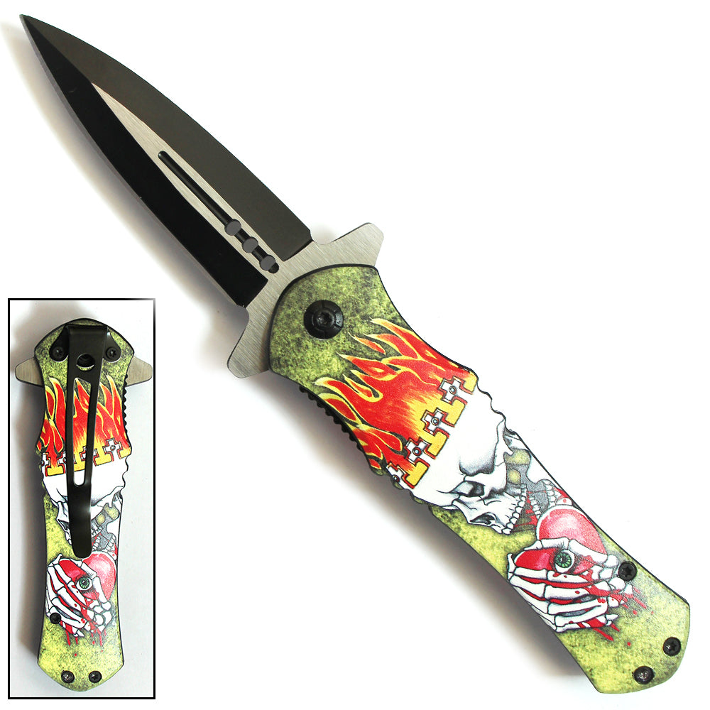 Tiger-USA Spring Assisted Knife - Take a Heart (Yellow)