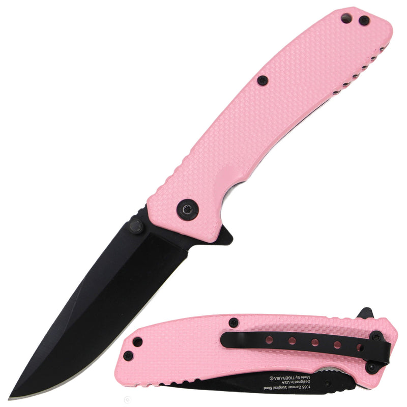 Tiger USA SJ-1016 Spring Assisted Knife - Pink