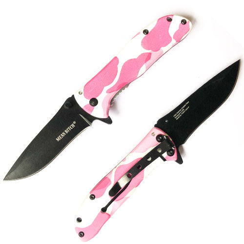 Spring Assisted Folding Knife - Pink Camo (SJ-1020-CM2)