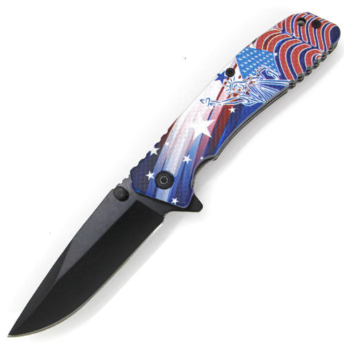DP Blade Spring Assisted Knife - Lady Liberty Red White Blue