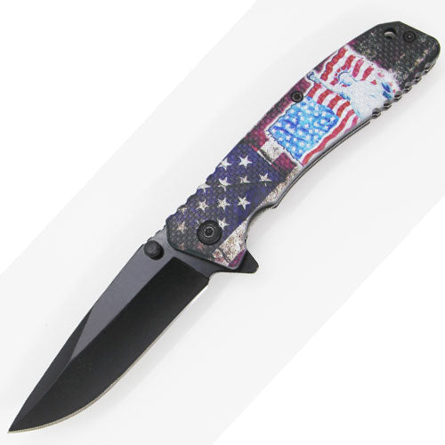 DP Blade Spring Assisted Knife - Lady Liberty Red White Blue 2