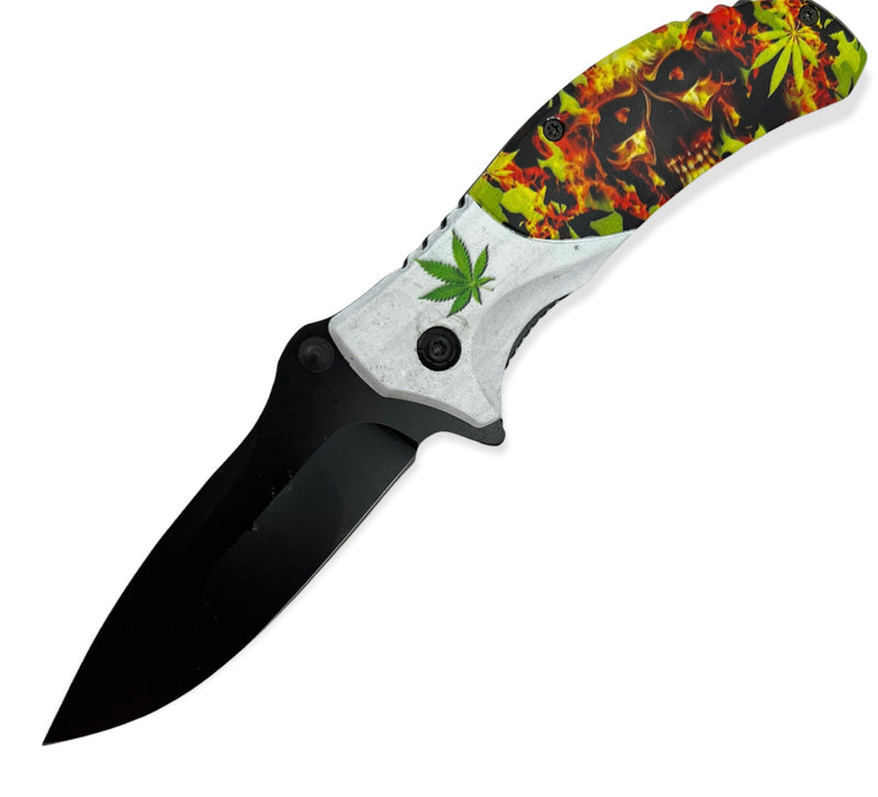 8 Inch Tiger-USA® Spring Assisted (FIRE SKULL)