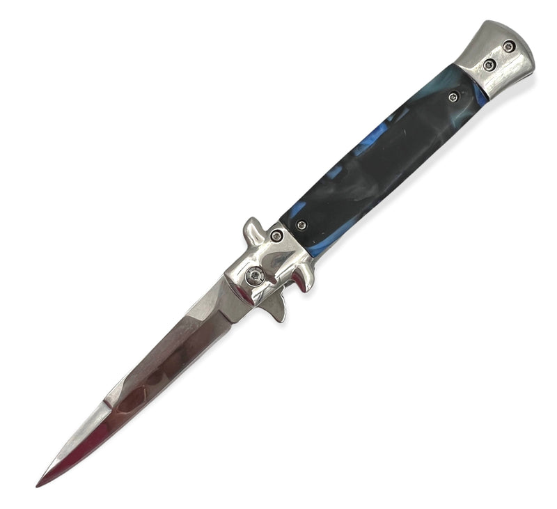 Folding Knife Black & BLUE  Silver blade