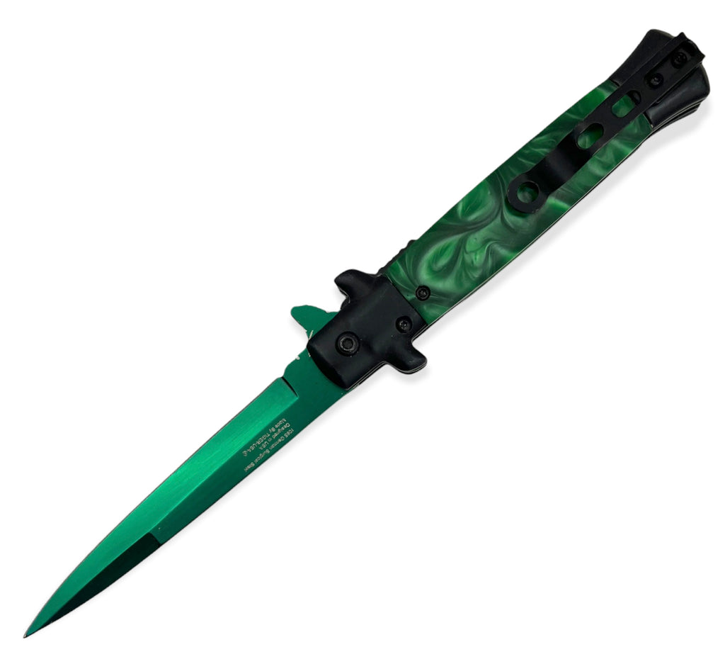 Folding Knife Black & GREEN  Pearl With Green Blade