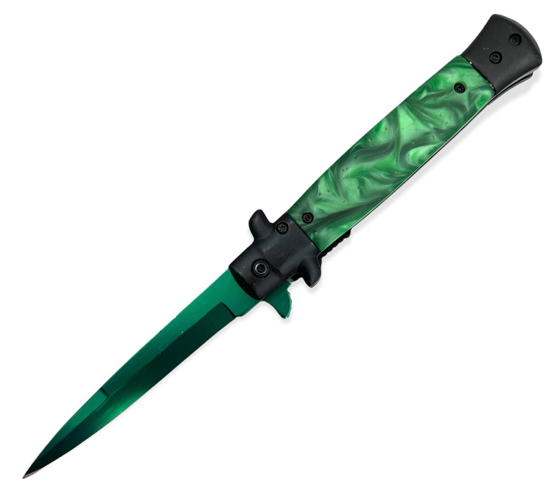 Folding Knife Black & GREEN  Pearl With Green Blade