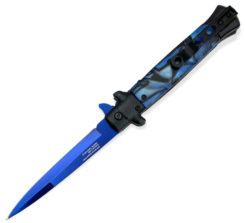 Folding Knife Black & BLUE PEARL Blue  Blade