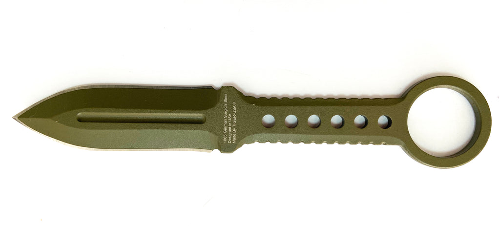 All OD Green Double Edge Boot Knife W clip Lux