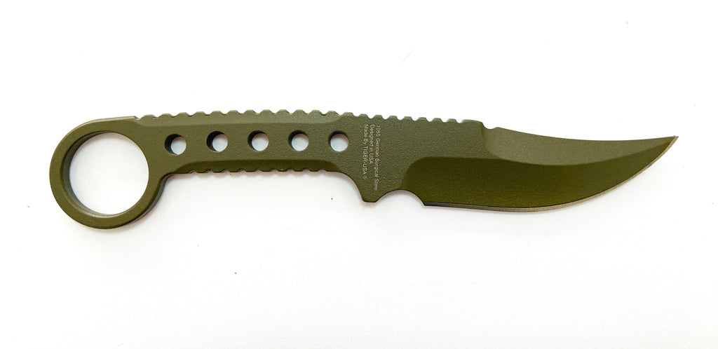 Tactical Tiger-USA® Boot Knife   Green Single Edged Full Tang Knife W clip LUX