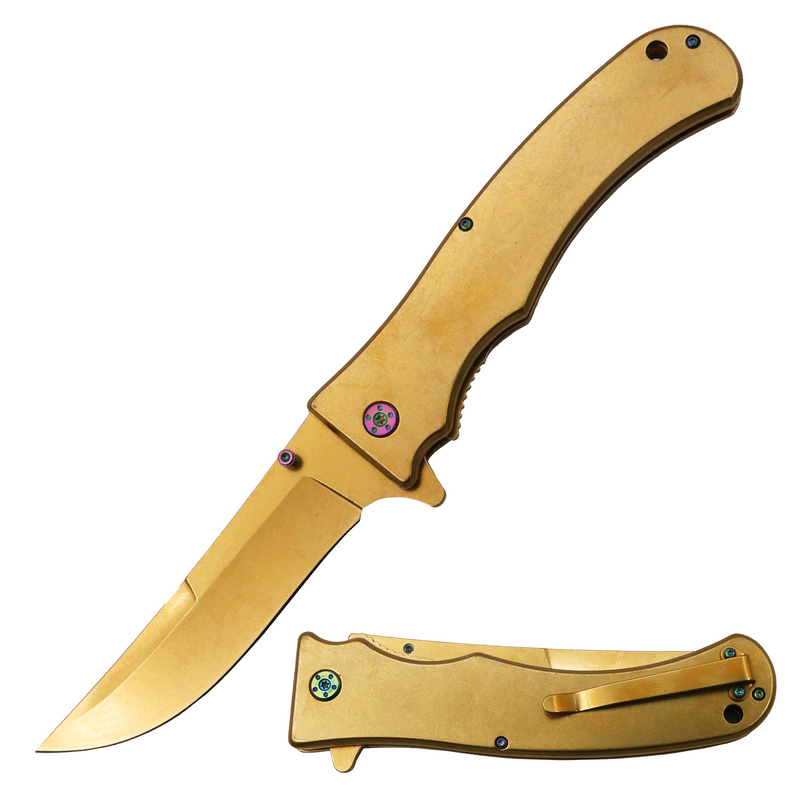 Tiger Usa® XL Heavy Duty Knife With Clip (GOLD )