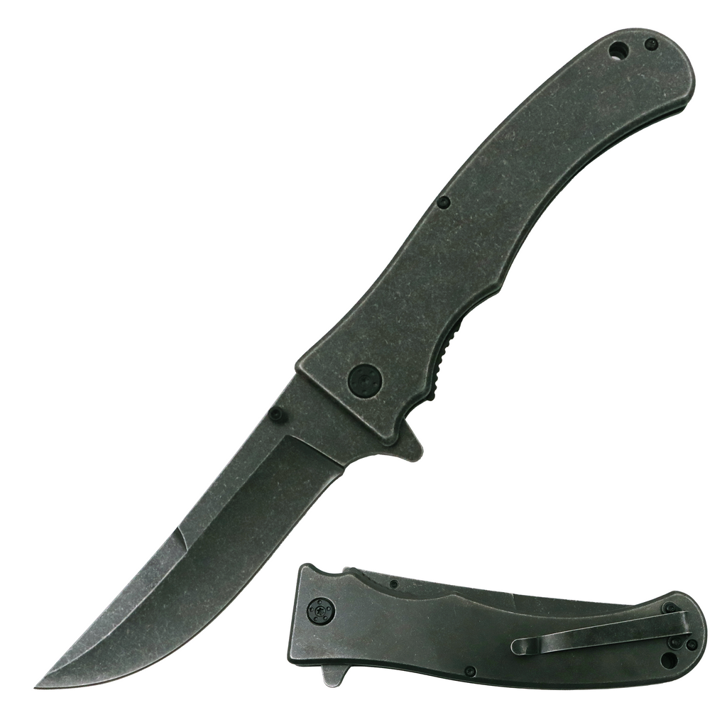Tiger Usa® XL Heavy Duty Knife With Clip (DARK SILVER)
