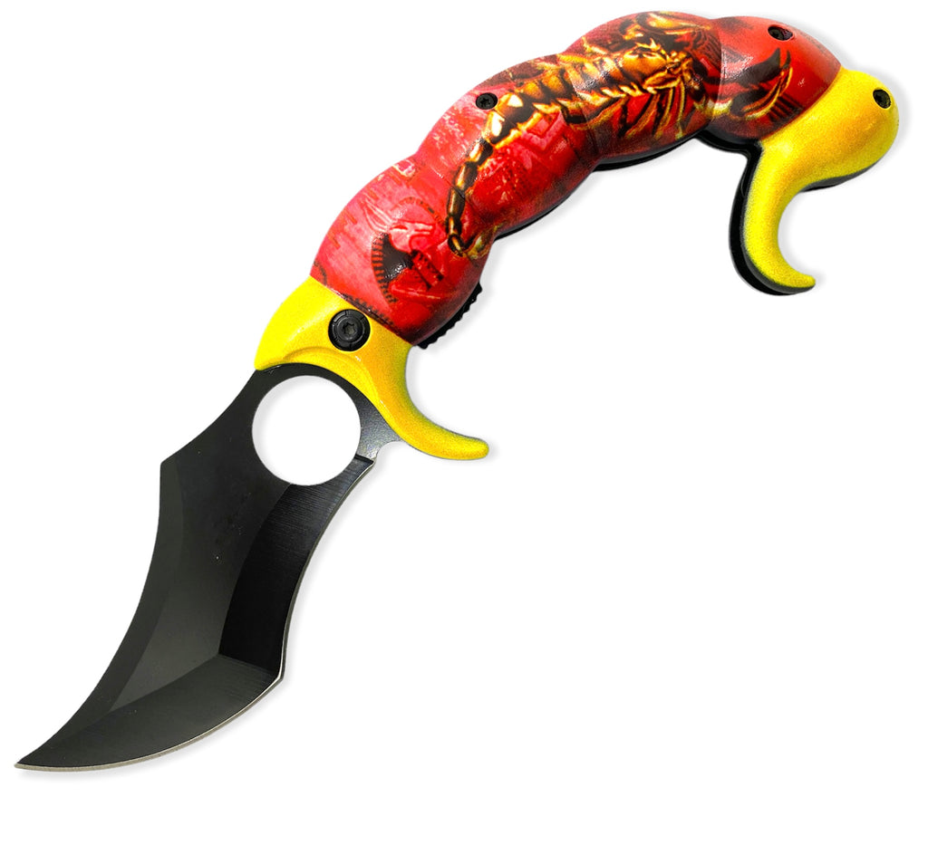 Tiger-USA® Spring Assisted Scorpion Tail Red and Yellow