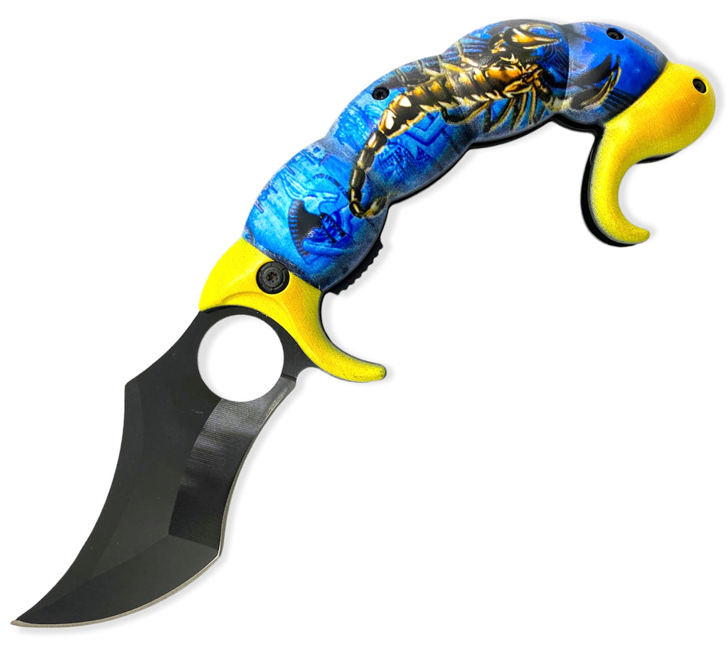 Tiger-USA® Spring Assisted Scorpion Tail Blue  and Yellow