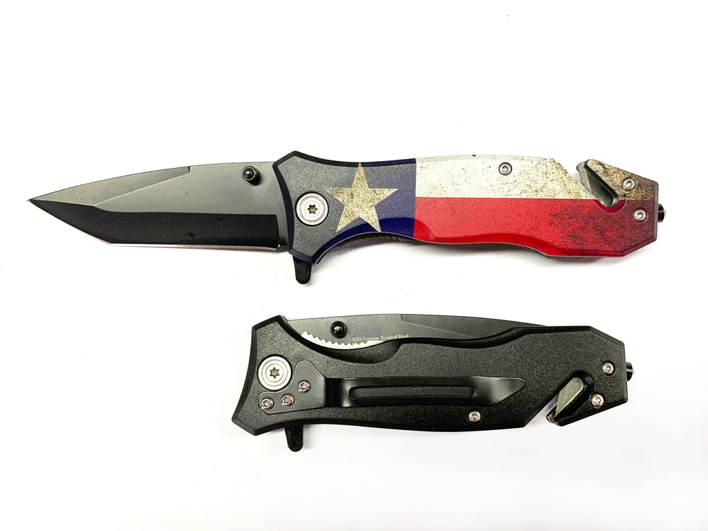 Folding Knife W. Clip  Puerto Rico Flag