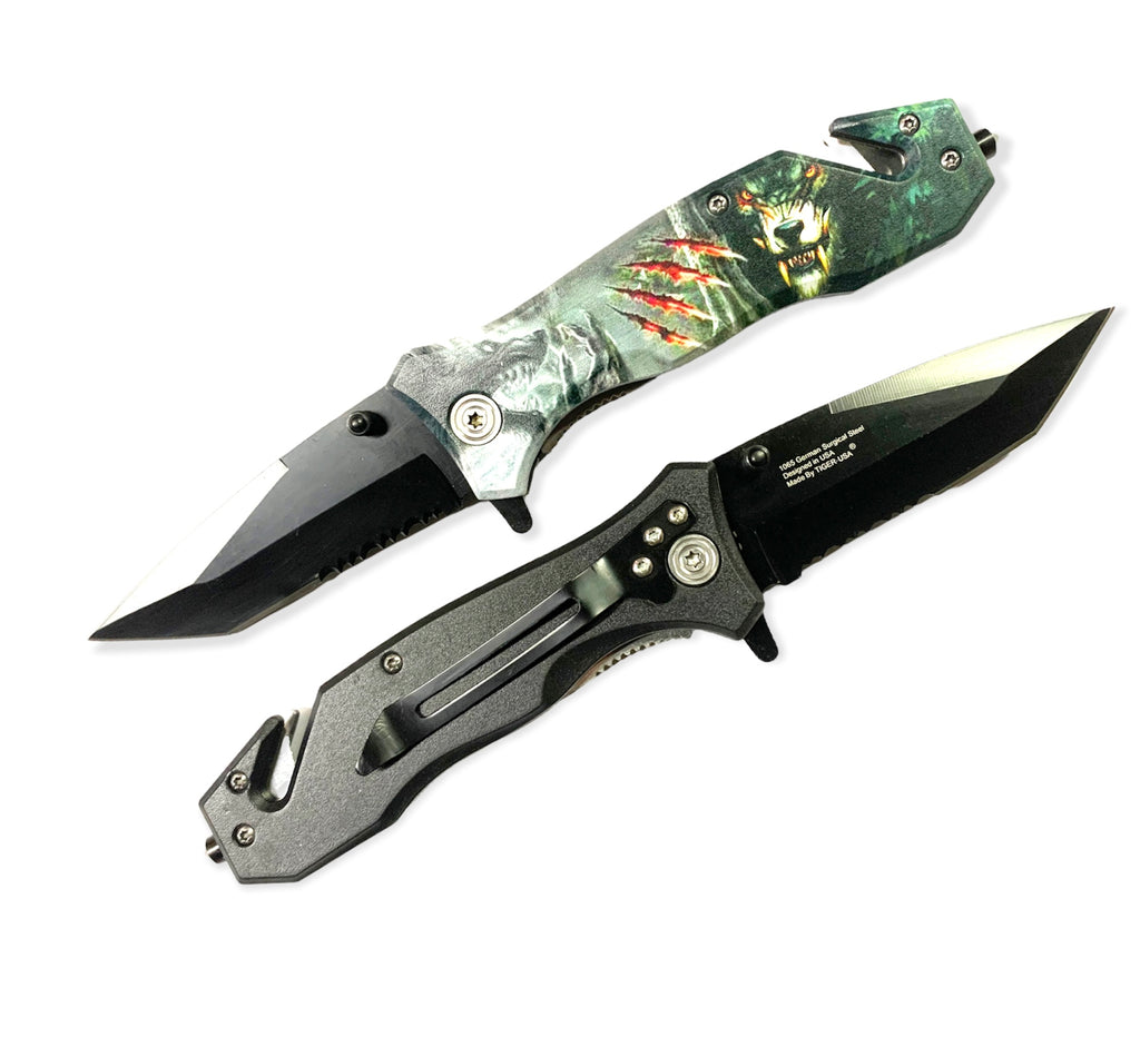Folding Knife W. Clip All Black WOLF