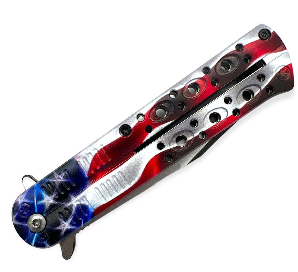 Butterfly Style Spring Assisted Tiger-USA AMERICAN FLAG