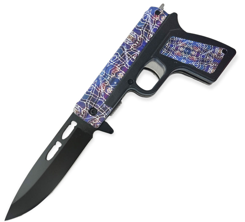 Tiger-USA Pistol Spring Assisted Knife MULTICOLOR