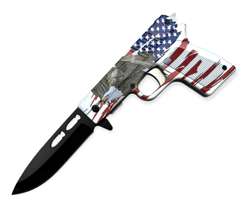 Tiger-USA Pistol Spring Assisted Knife  AMERICAN FLAG EAGLE 3