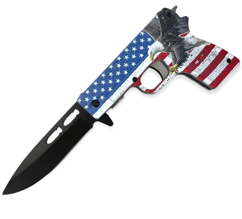 Tiger-USA Pistol Spring Assisted Knife   FLAG 6