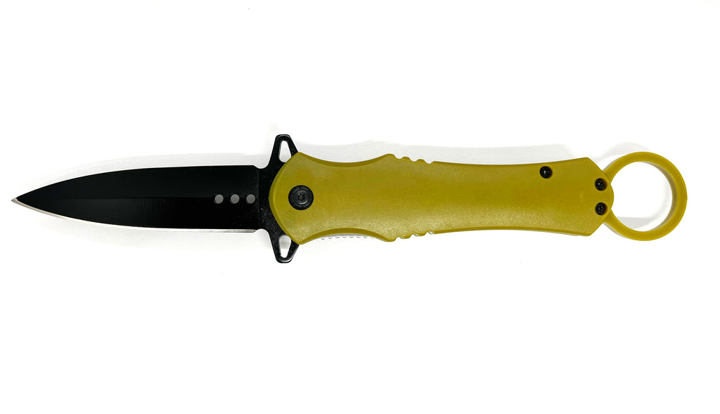 Tan  Folding Knife W.Clip