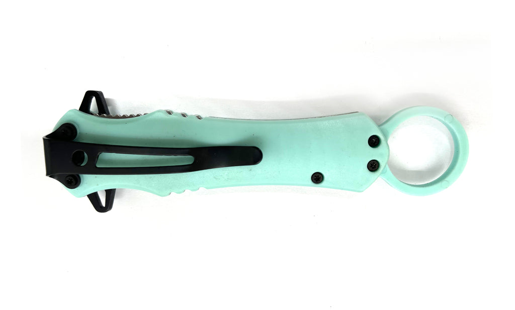 Teal  Folding Knife W.Clip