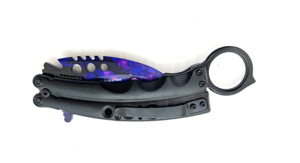 8.5 Inch Tiger-USA  Karambit Spring Assisted Style Knife - Purple Dragon